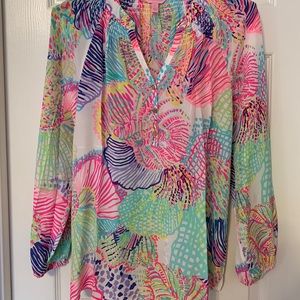 Lilly Pulitzer Roar of the Seas Silk Elsa Top S